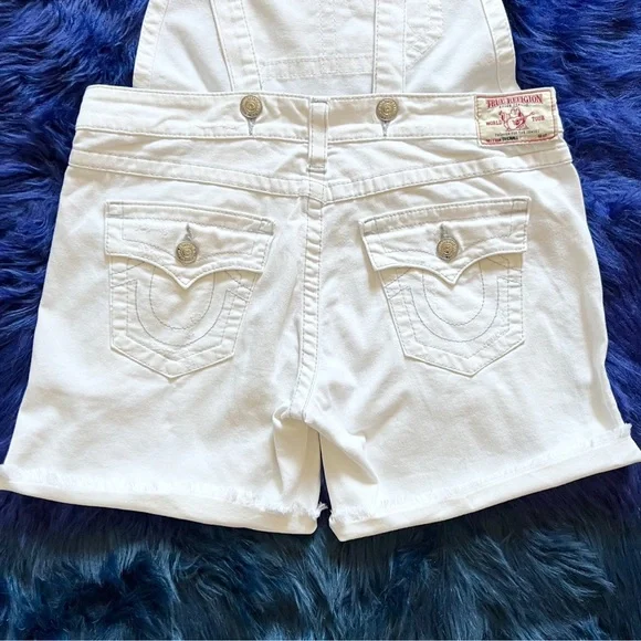 TRUE RELIGION Ripped Frayed Hem Jean Denim Overalls - Picture 12 of 14